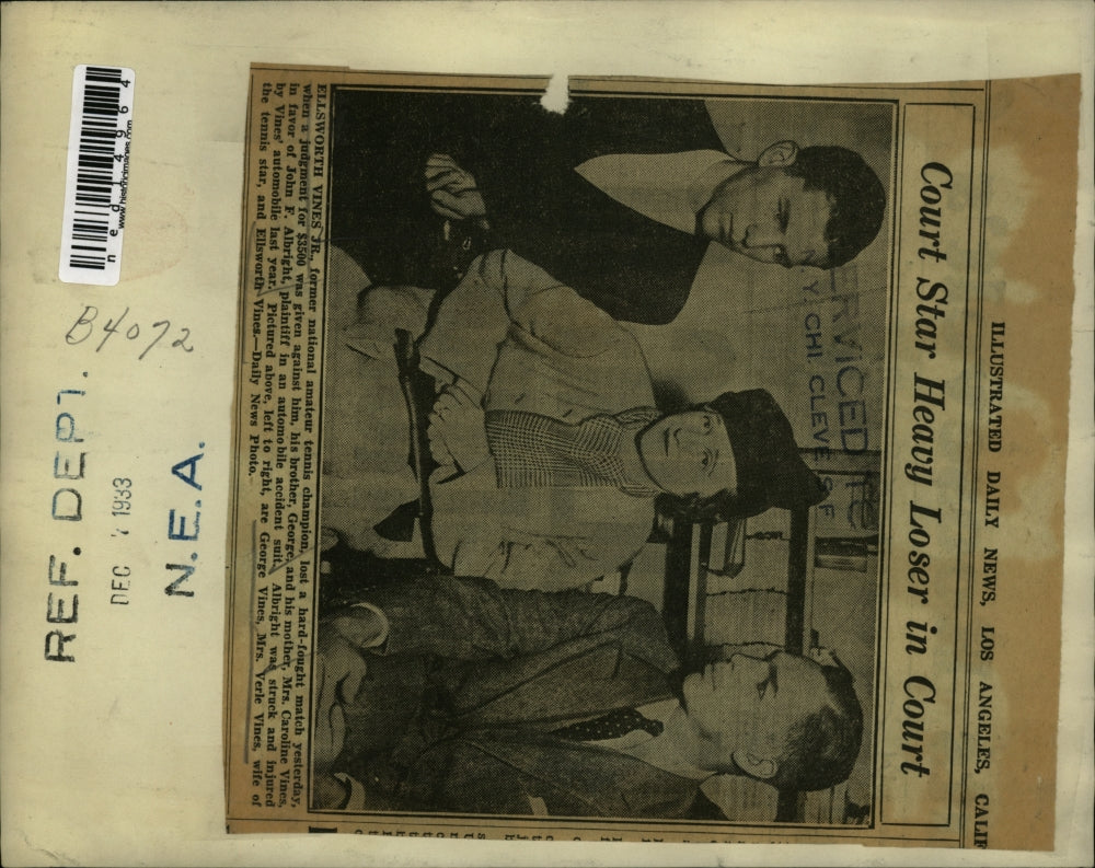 1963 Media Photo Ellsworth Vines George Caroline John F. Albright Tennis Star