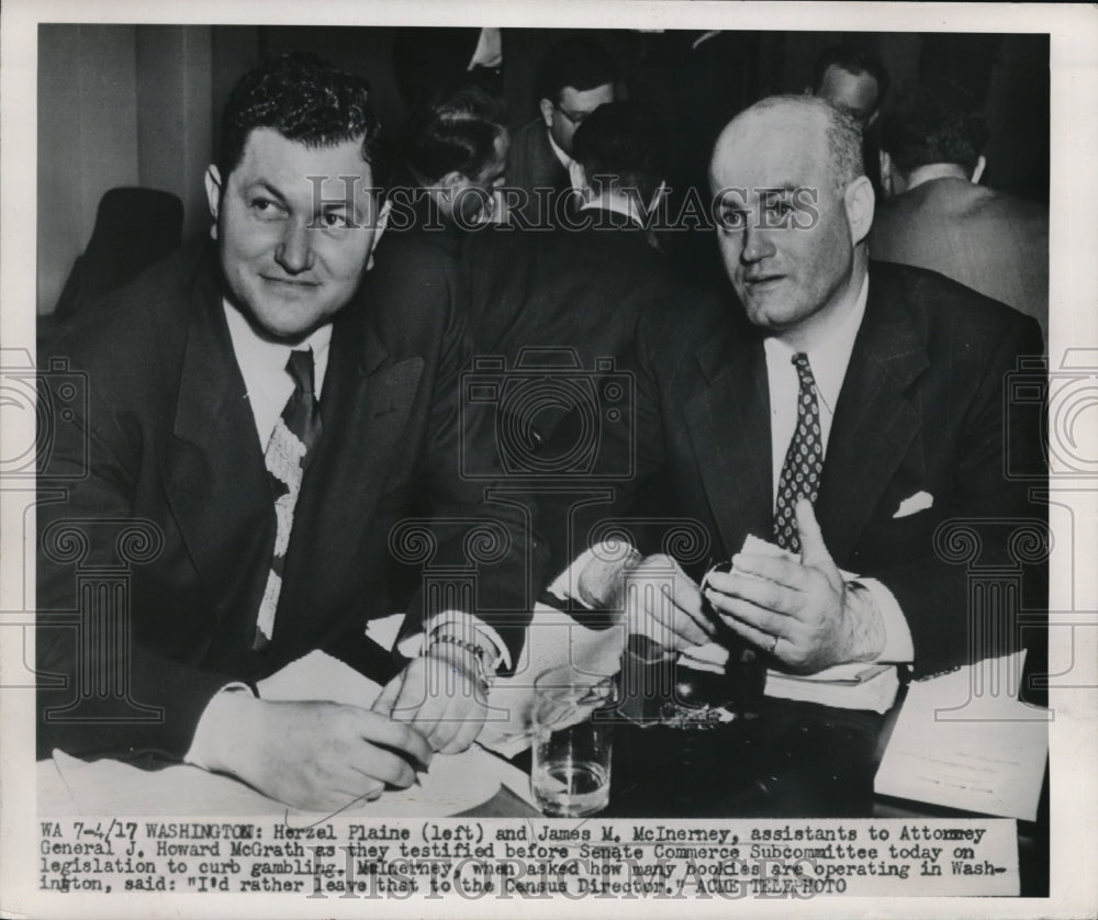 1950 Media Photo Herzel Plaine And James M. McInerney Testify Before The State