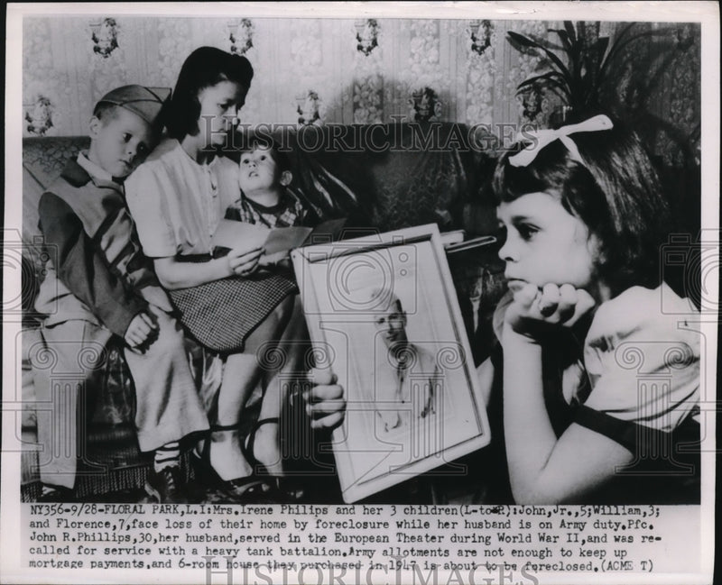 Load image into Gallery viewer, 1950 Media Photo Military Wife Mrs John Phillips Faces Foreclosure Long Island

