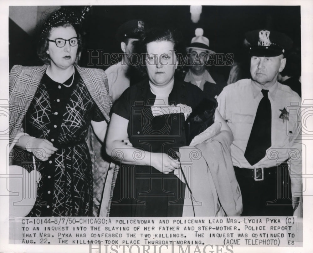 1950 Press Photo Lydia Pyka Confesses Murder of Father and Stepmother in Chicago
