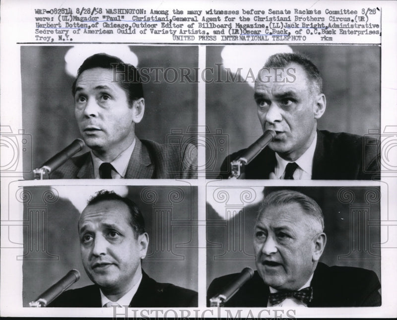 Load image into Gallery viewer, 1958 Media Photo P Christiani H Dotten J Bright O Buck Senate Rackets Committee
