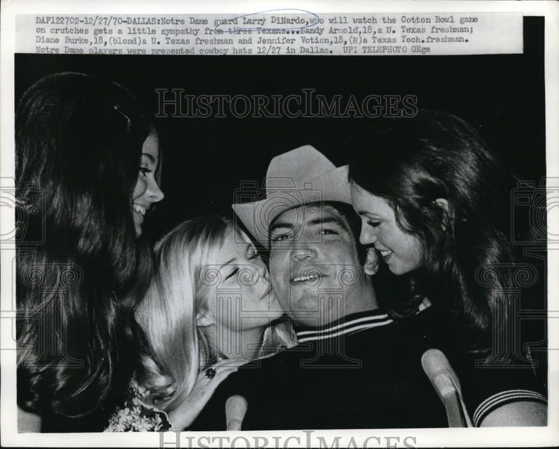Load image into Gallery viewer, 1970 Media Photo Dallas Notre Dame Guard Larry Dinardo will watch Cotton Bowl
