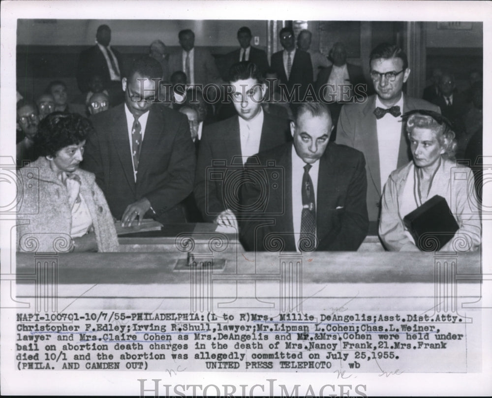 1955 Press Photo Philadelphia Mrs Willie DeAngelis, Asst Dist Atty Christopher