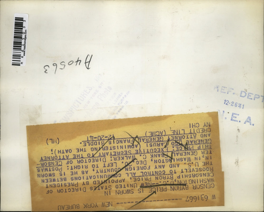 1941 Media Photo Censor Byron Price is sworn in.