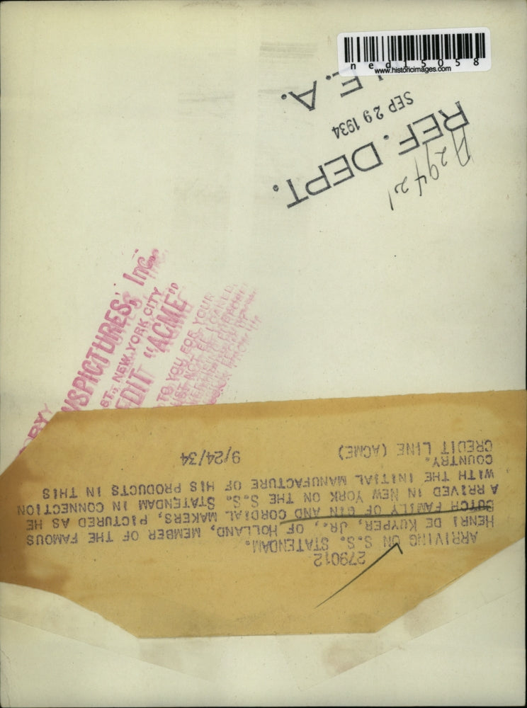 1934 Media Photo Henry De Kuyper Holland Butch Family Of Gin And Cordial Makers