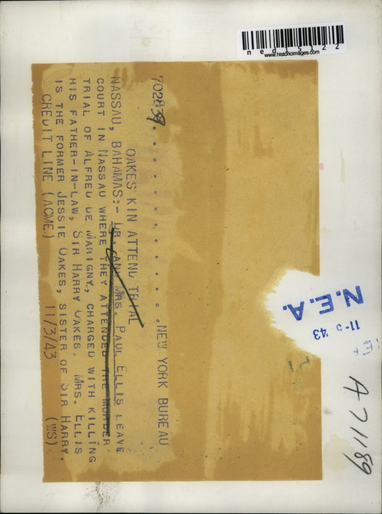 1943 Media Photo Dr. and Mrs. Paul Ellis leaving the court in Nassau