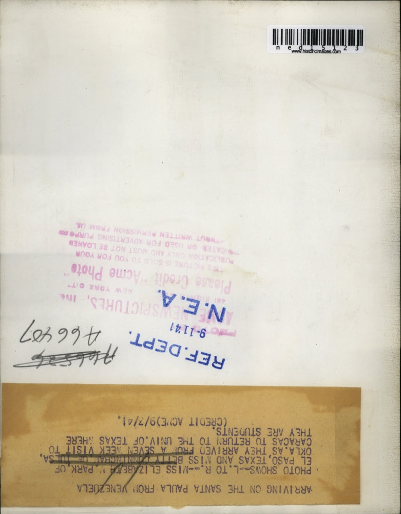 1941 Media Photo Elizabeth Park and Betty Cunningham return from Caracas.