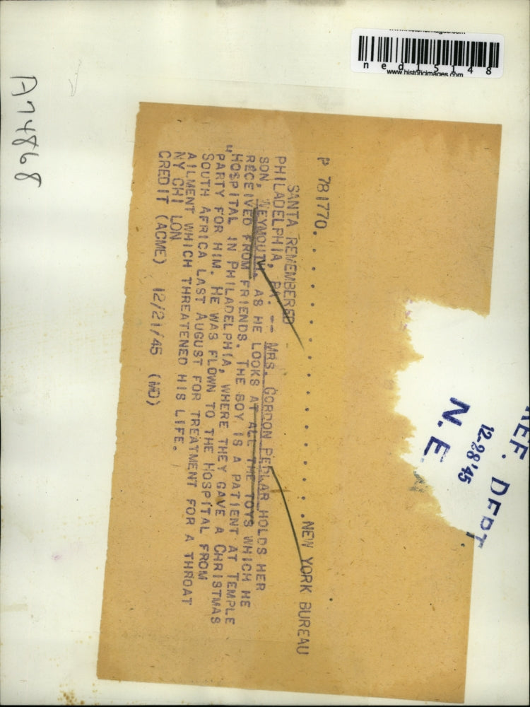 1945 Media Photo South African Weymouth Pedlar Throat Surgery Temple Hospital