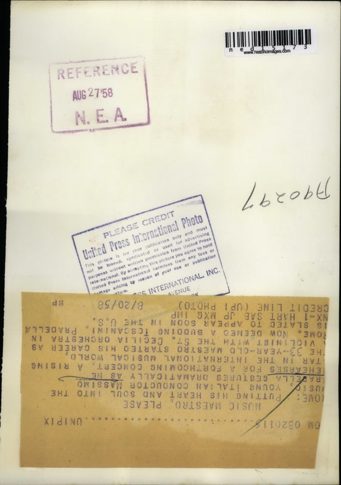 1958 Media Photo Conductor Massimo Pradella Rehearses For An Upcoming Concert