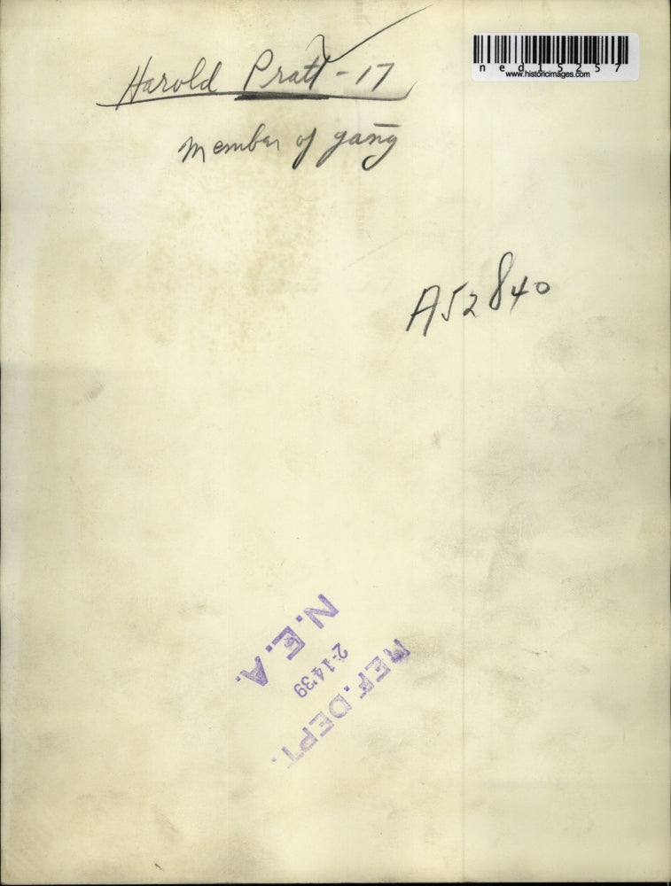 1939 Press Photo Harold Pratt Member of Gang