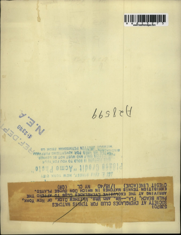 1940 Media Photo Mrs. And Mrs. Matthew Dick Arrive At Exclusive Everglades Club