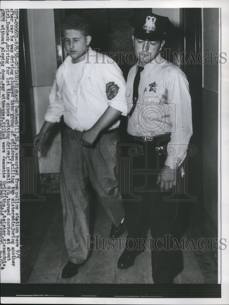 Load image into Gallery viewer, 1956 Media Photo Chicago Richard Dombeck at police HQ for reckless driving death
