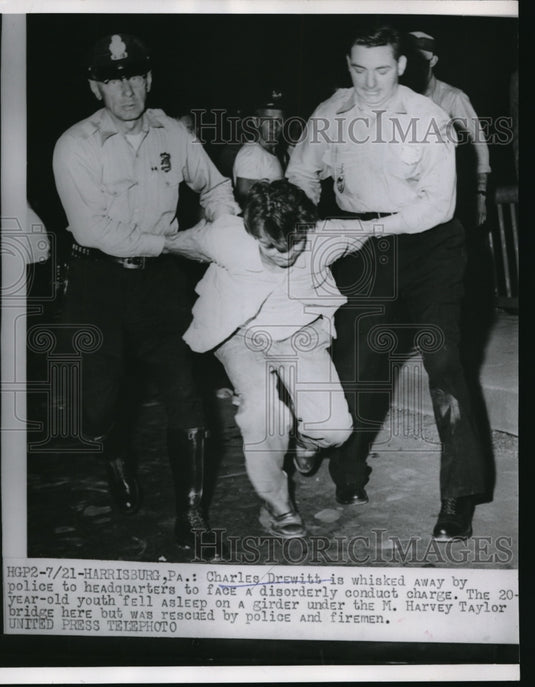 1954 Media Photo Harrisburg Pa Charles Drewitt arrested on disorderly conduct