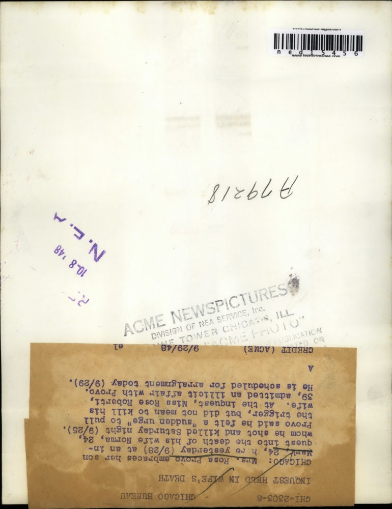 1948 Press Photo Mrs. Rosa Provo embraces her son Mark- inquest of wife's death