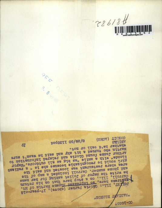 1950 Media Photo 17-year-old Gloria Parker impressed Eugene of Mt. Carroll