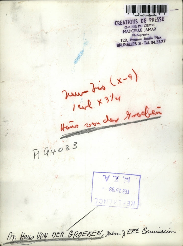 1963 Media Photo Dr Haus Von Der Groeben member of EEC Commission