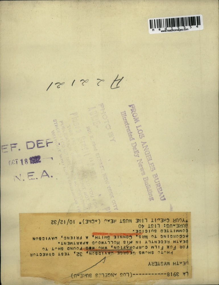 1932 Media Photo George Davidson test director for Fox Films found shot