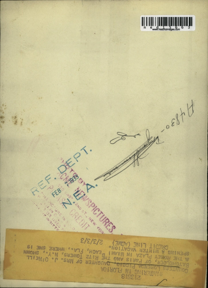 1933 Press Photo Countess Lorenda Piccio, at the Romney Plaza in Miami, Fl.