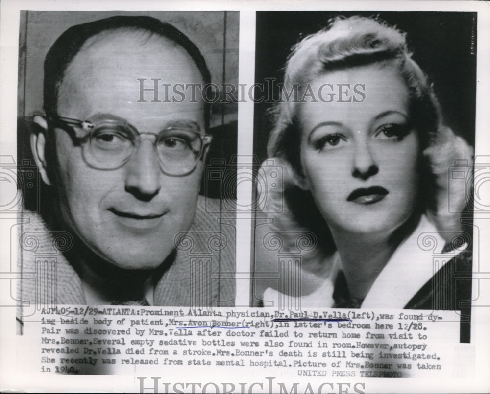1955 Media Photo Dr Paul D Vells found dying near patient Mrs Avon Bonner