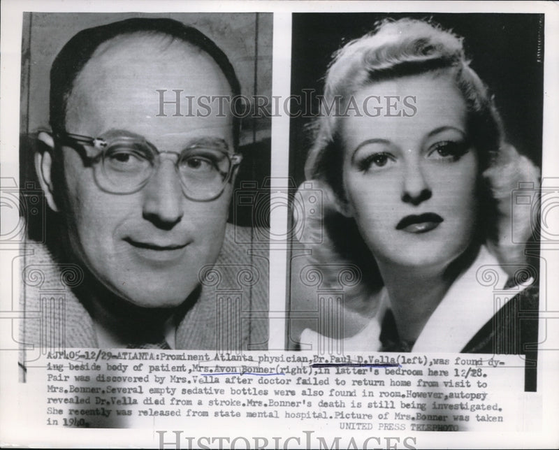 Load image into Gallery viewer, 1955 Media Photo Dr Paul D Vells found dying near patient Mrs Avon Bonner
