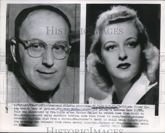 1955 Media Photo Dr Paul D Vells found dying near patient Mrs Avon Bonner
