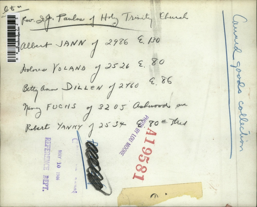 1946 Media Photo J G Paulms, Albert Jann, Dolores Voland, Betty Ann Dillen, and