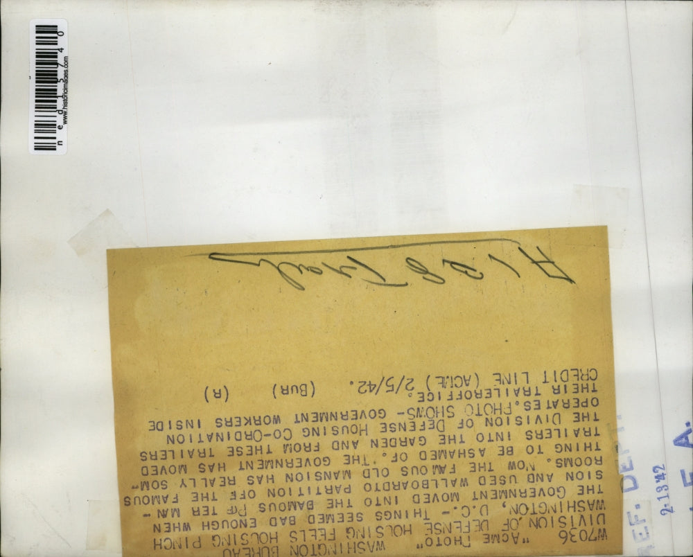 1942 Press Photo Wash DC Porter Mansion used as workers office space in trailers