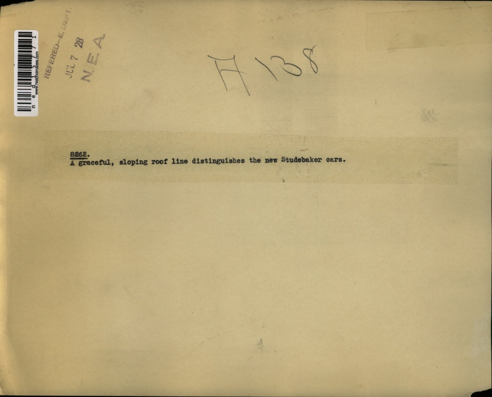 1928 Media Photo Studebaker car roof with graceful lines