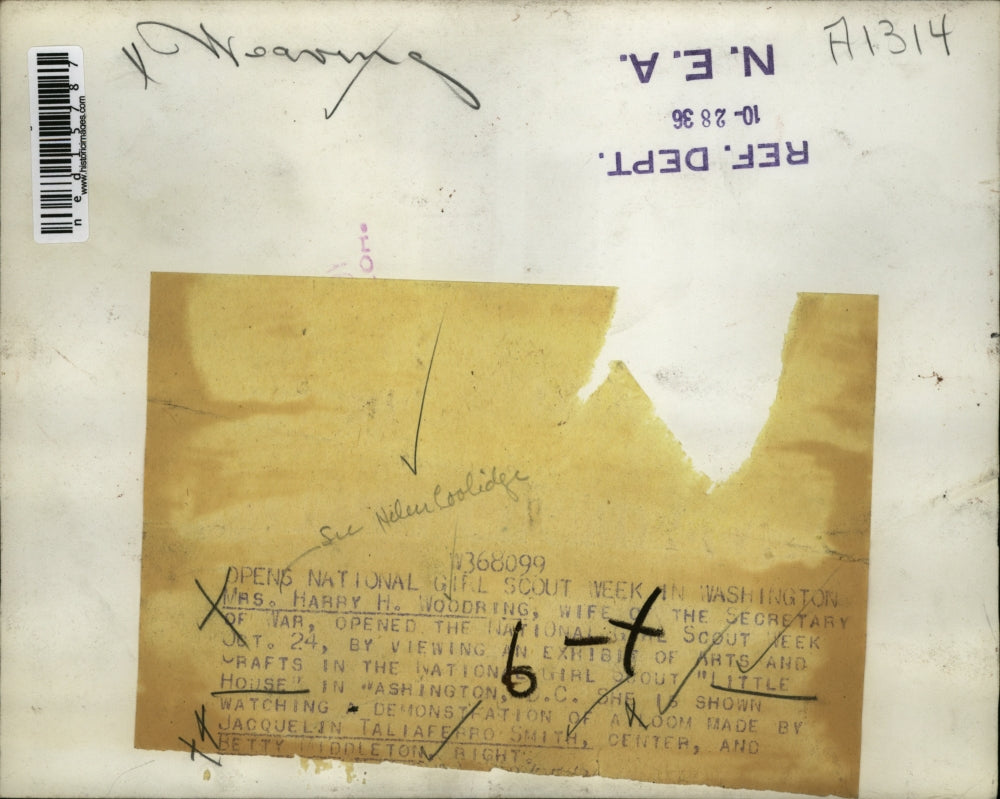 1936 Media Photo NAtl Girl Scout week, Mrs HH Woodring, J Taliaferro Smith