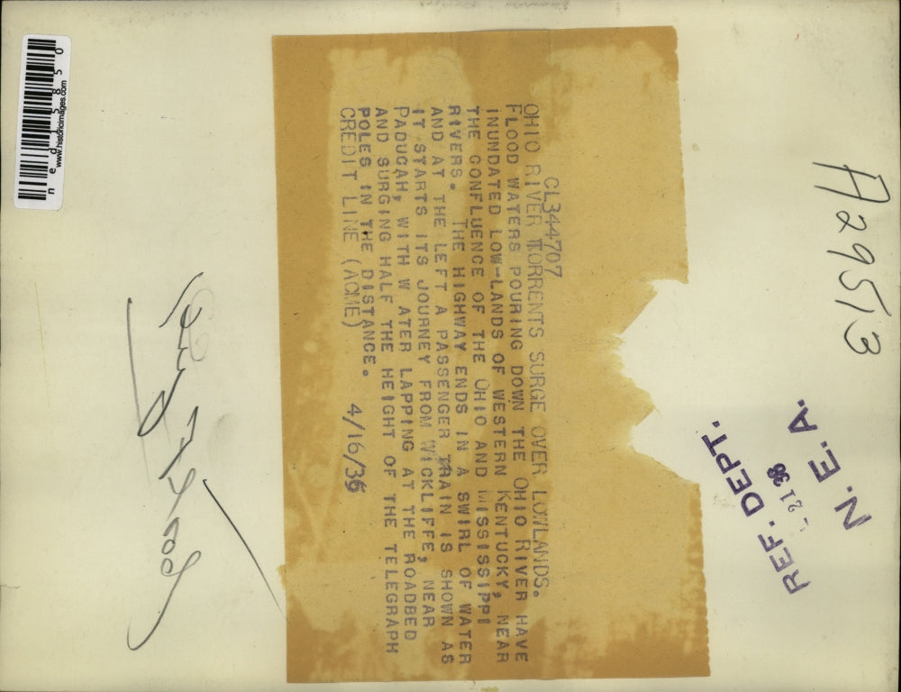 1936 Media Photo Low Lands Are Flooded From The Ohio Downpour