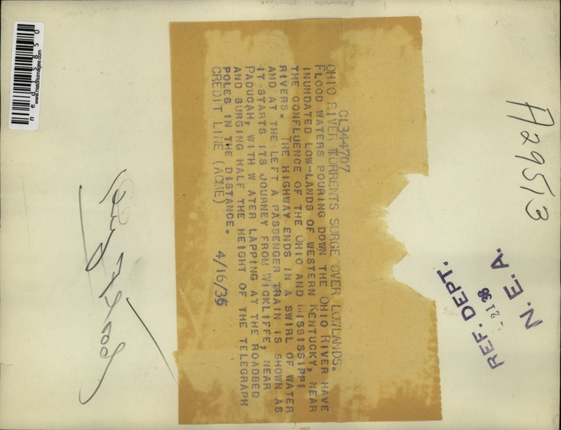 Load image into Gallery viewer, 1936 Media Photo Low Lands Are Flooded From The Ohio Downpour
