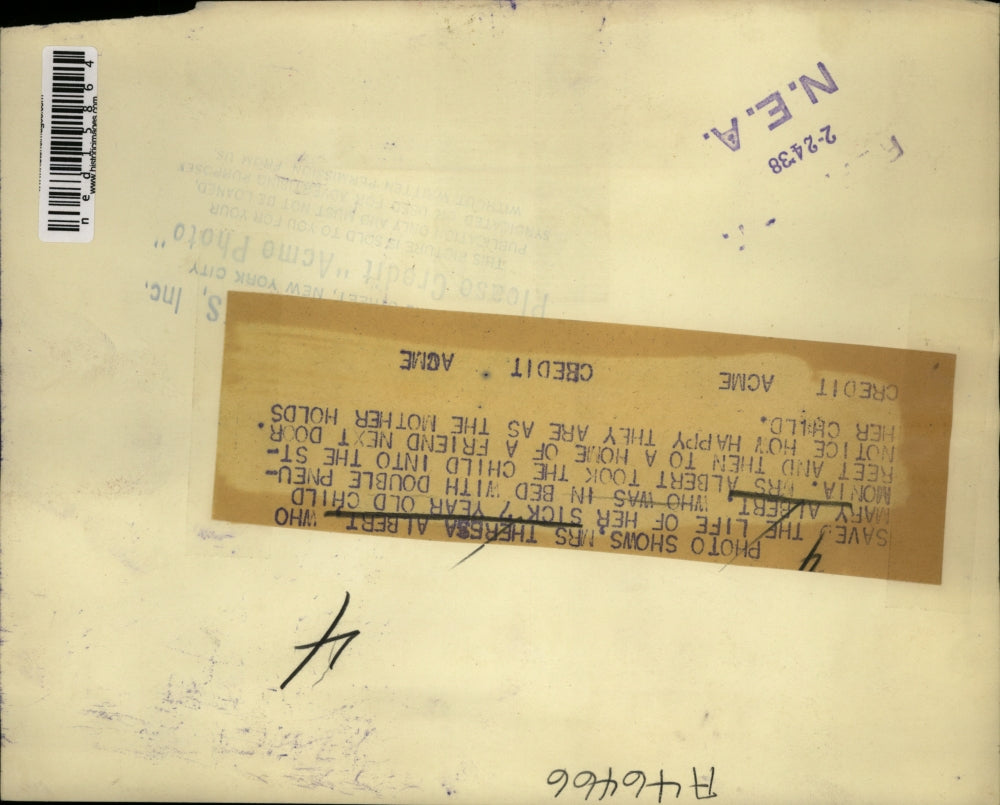 1938 Media Photo Theresa Albert saves the life of her sick daughter.