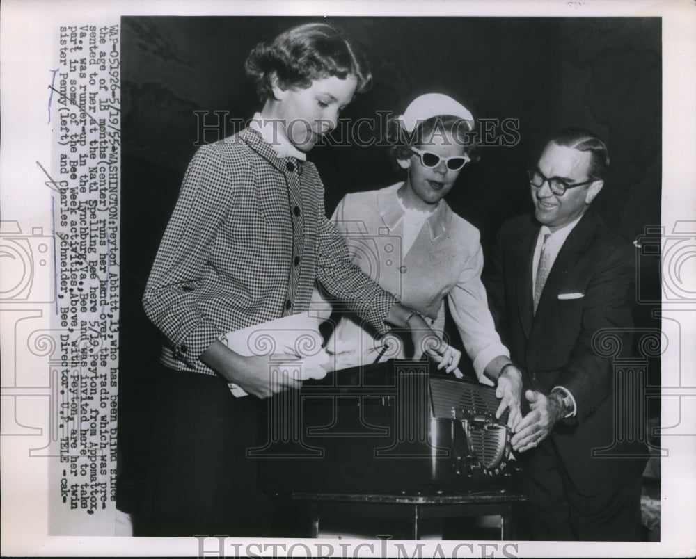 1955 Media Photo Peyton Abbitt was presented a radio at the Nat&#39;l Spelling Bee