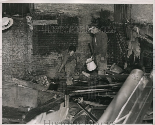 1938 Media Photo Sanitation Dept employees at a disaster camp site - ned15882