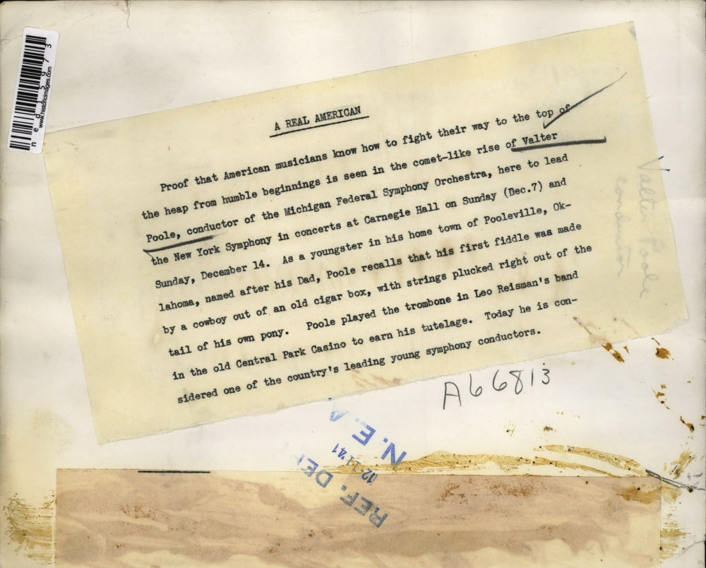 1941 Media Photo Valterr Poole conductor of Michigan Orchestra