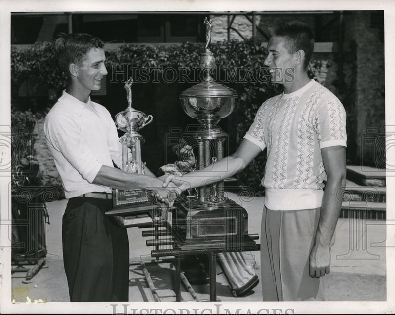 Load image into Gallery viewer, 1951 Media Photo Colombus Ohio Natl Caddie champ Lenny Pietras &amp; Wayne Etherton
