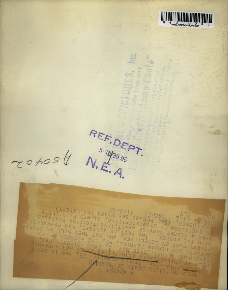 1938 Media Photo Philadelphia Stella Alfonsi Ferdinand Herman Petrill Muder