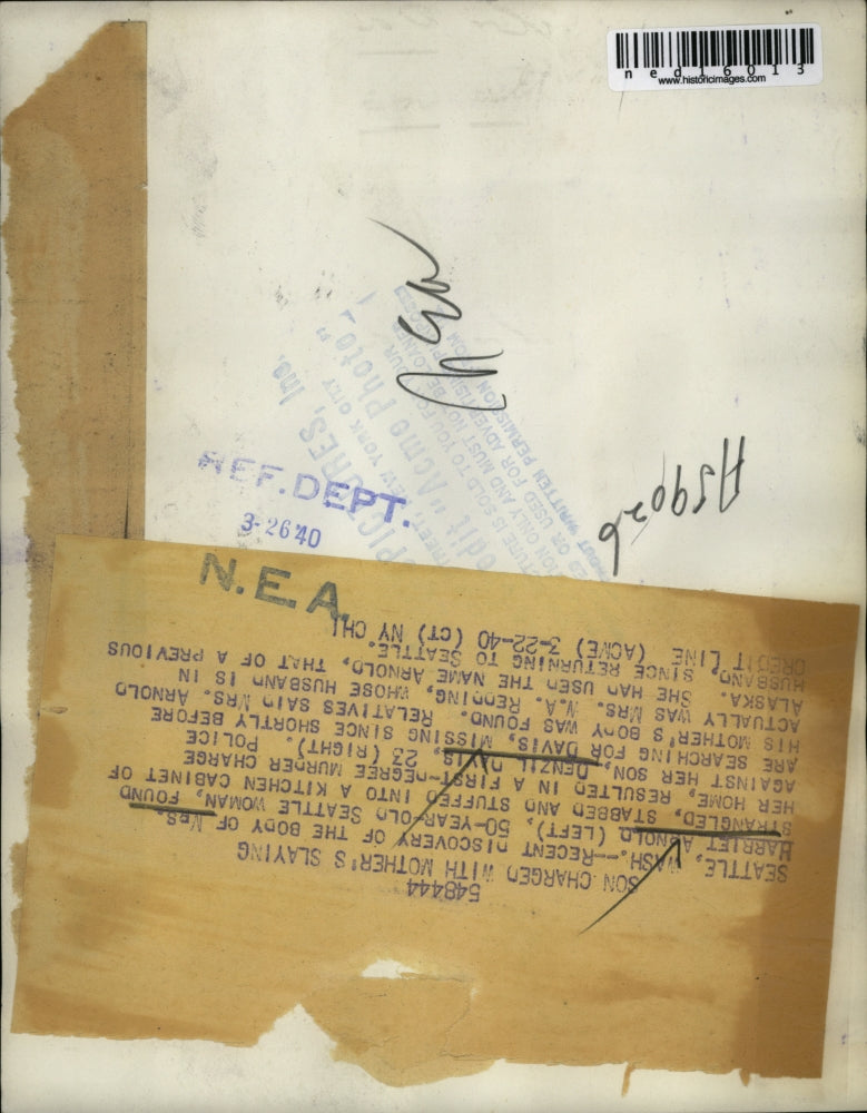 1940 Media Photo Denzil Davis Killed His Mother Mrs. Harriet Arnold