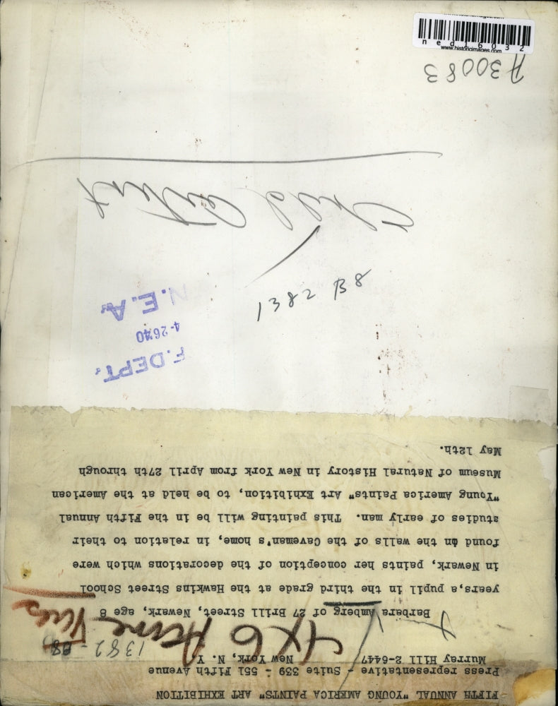 1940 Media Photo Barbara Amberg Paints In The Fifth Annual Art Exhibition