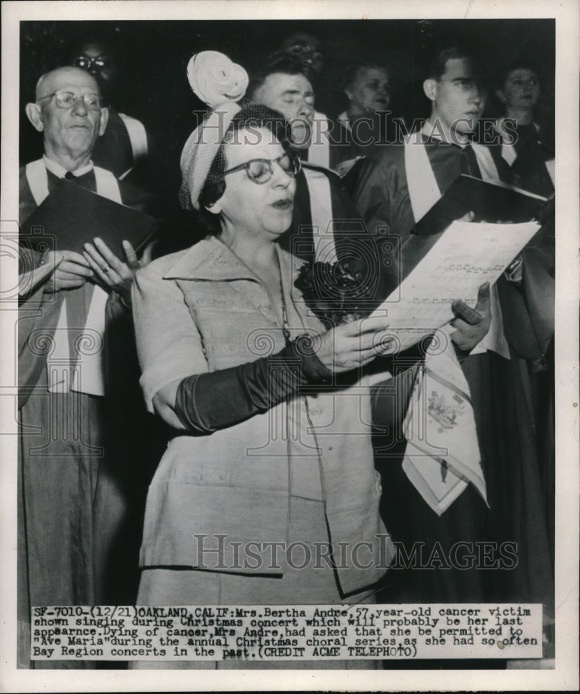 1951 Media Photo Oakland Claifornia Berta Andre Bay Region Concerts Cancer