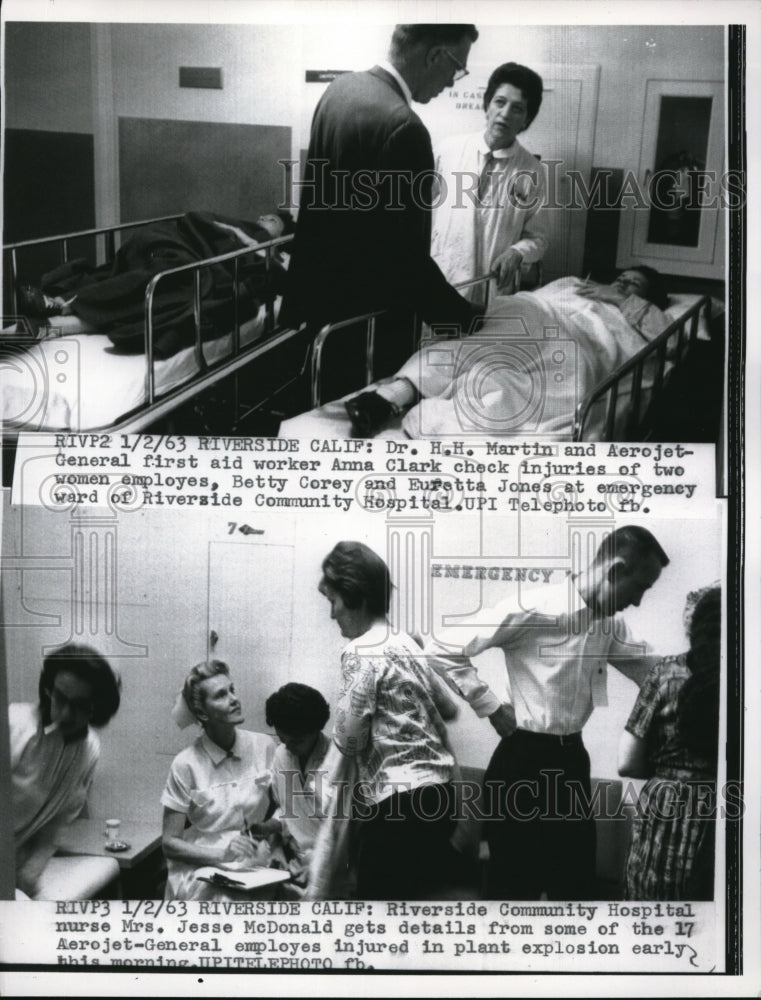 Load image into Gallery viewer, 1963 Media Photo Riverside Cal Community Hospital, Mrs J McDonald &amp; injured
