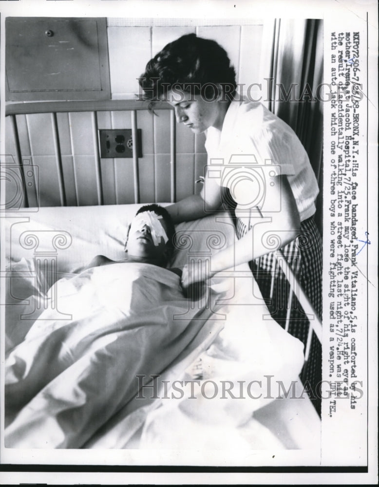 1958 Media Photo Bronx NY Frank Citalone age 5 & mom at Jocobi Hospital