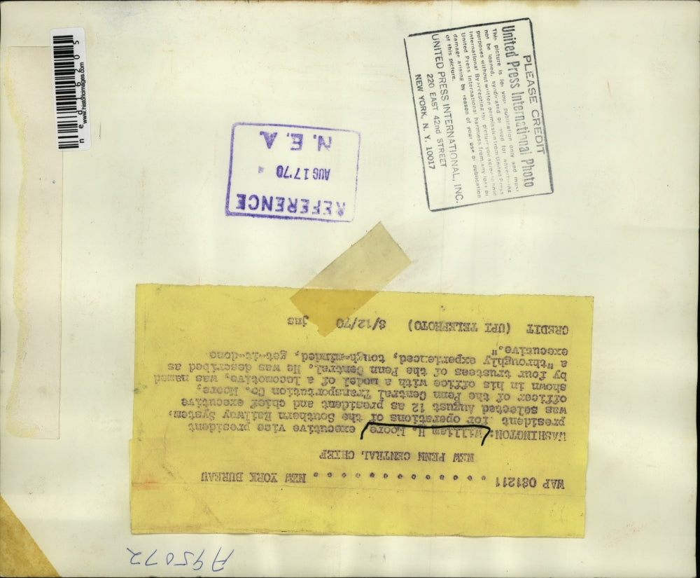 1970 Media Photo Wash DC William Moore VP of Southern Railways