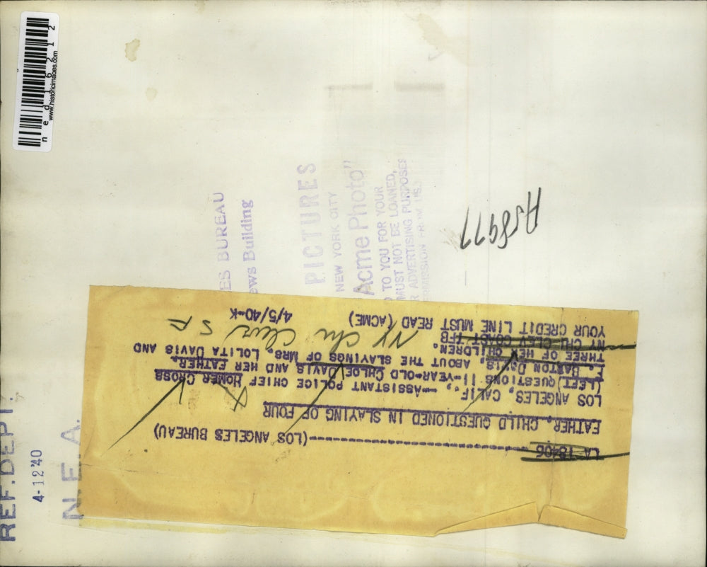 1940 Media Photo La Cal. Asst police chief Homer Cross, Chloe Dais & dad F Barto