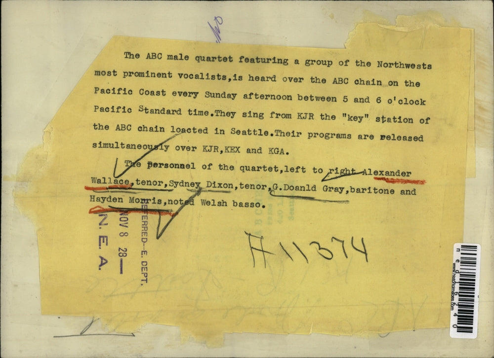 1928 Media Photo The ABS male quartet