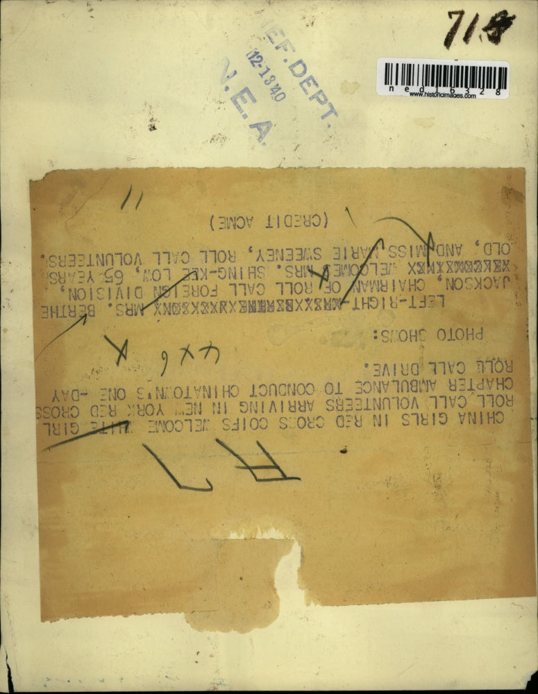 1940 Media Photo Red Cross Mrs Berthe Jackson, Mrs Shing Kee Low & M Sweeney