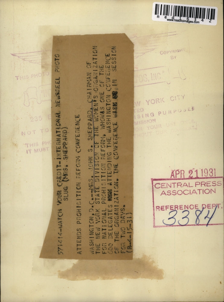 Load image into Gallery viewer, 1931 Media Photo Wash DC Mrs John S Stevems chair of NY Prohibition reform
