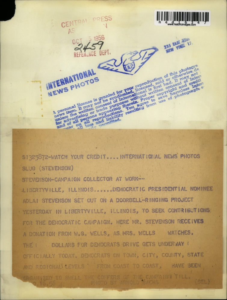 1956 Media Photo Adlai Stevenson Set Out On A Doorbell Ringing Project