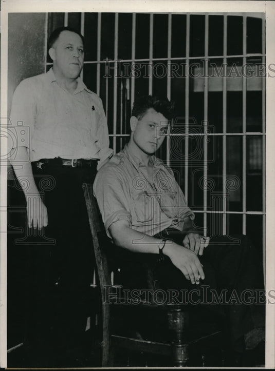 1937 Press Photo Sheriff Ira Syck, Austin NN with murderer Clarence Anderson