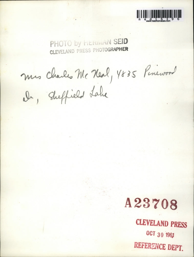 Load image into Gallery viewer, 1961 Media Photo Mrs Charles McNeal of Sheffield Lake Ohio at her home
